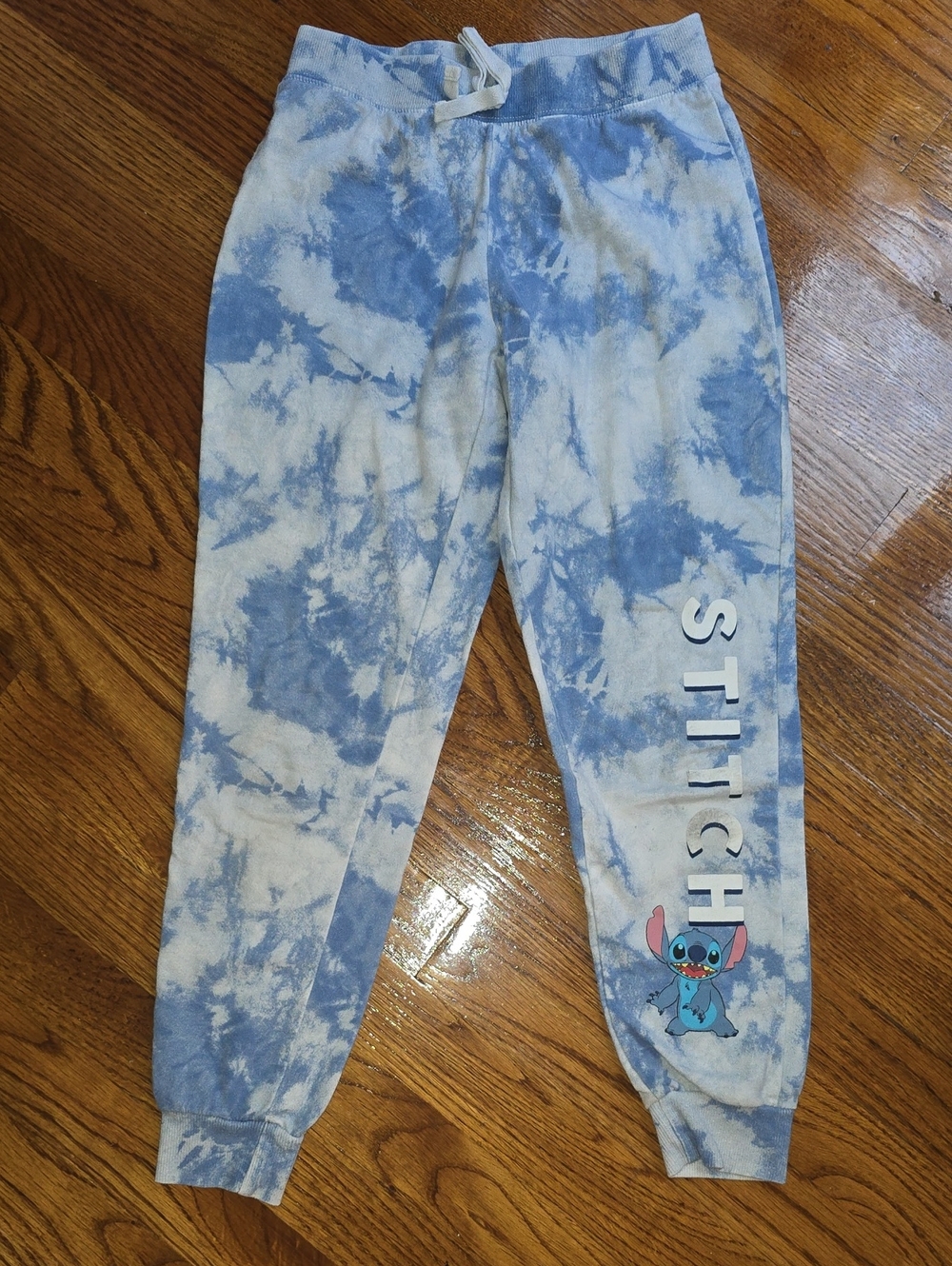Disney Blue and White Tie-Dye Stitch Jogger Pants